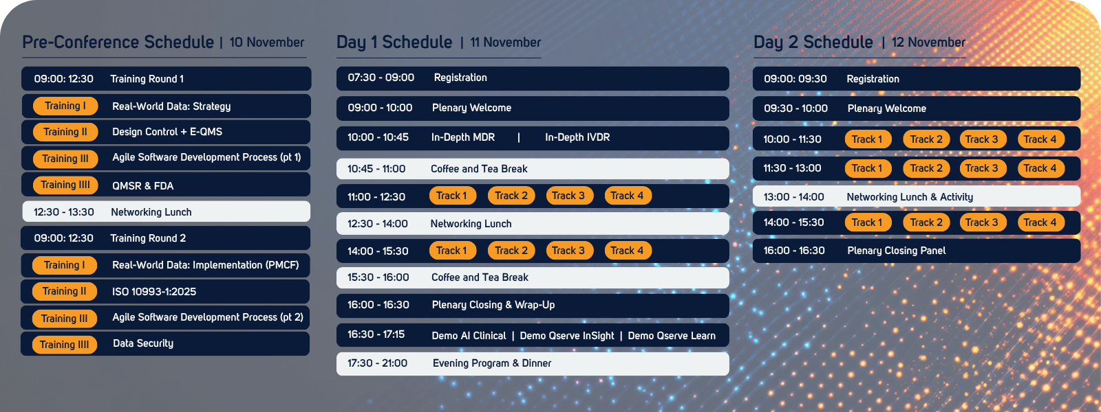 Day 1 & 2 Schedule + conference 